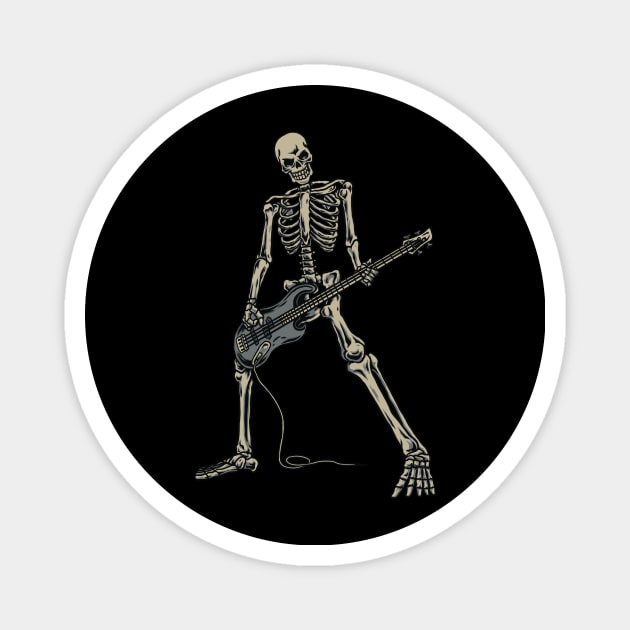 Cool Skeleton Playing Bass Music Instrument Design for Bass Guitarist and Bass Player Gift Magnet by Arteestic